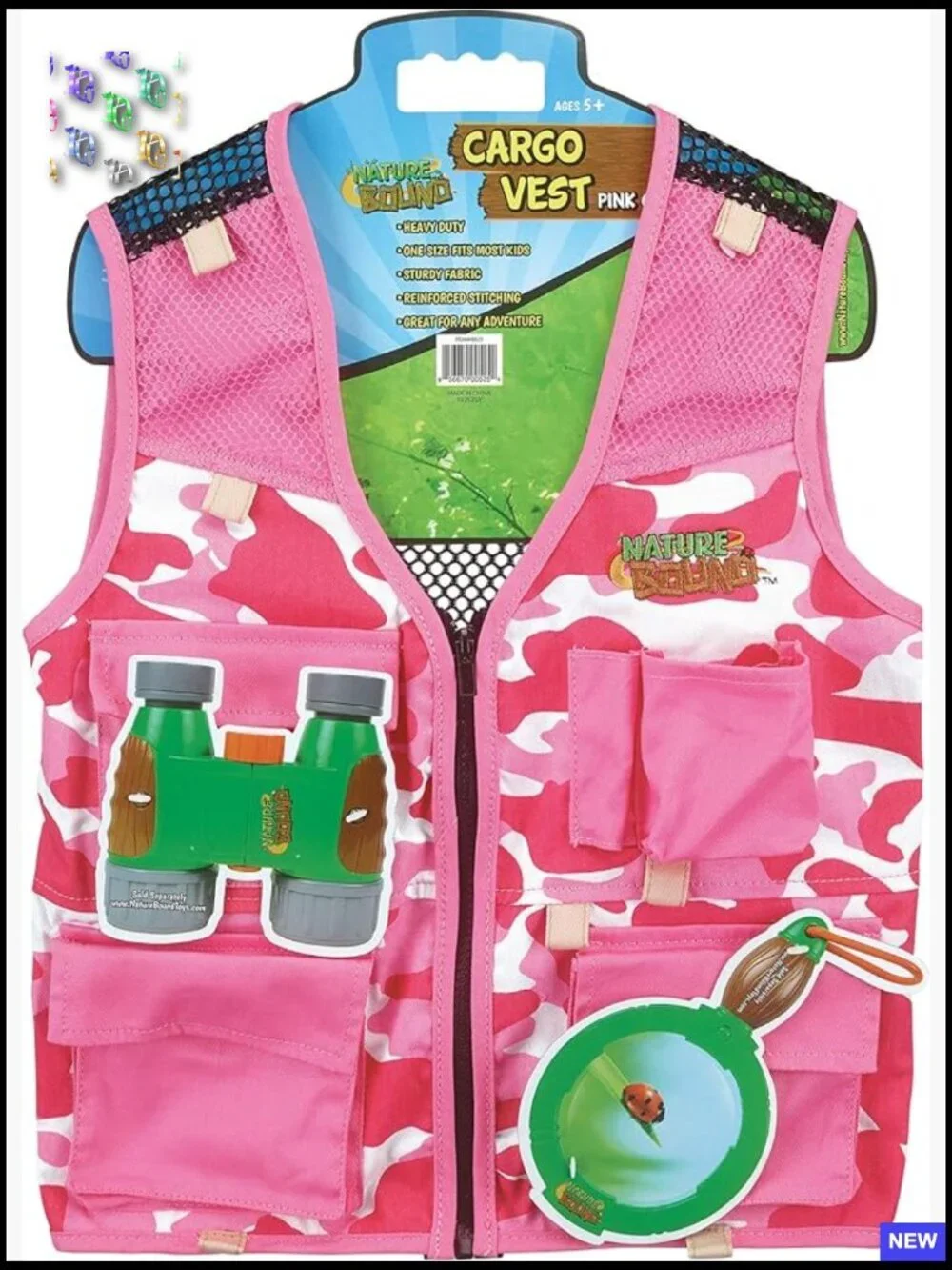 Kids Cargo Vest Pink Camo Outdoor Adventure Play Costume Lightweight Breathable